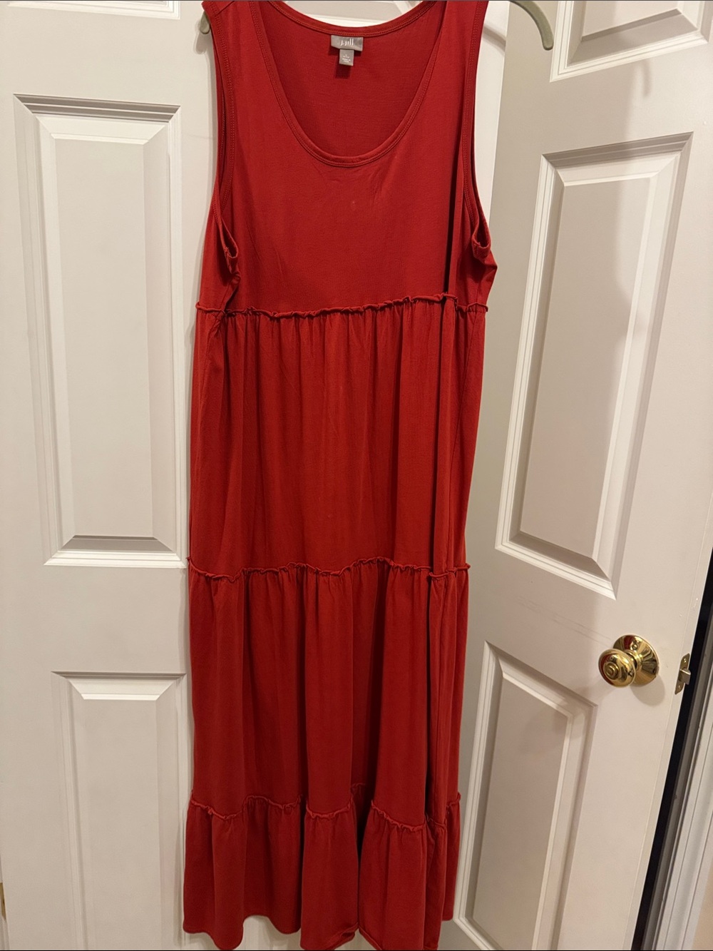 J. Jill Sleeveless Red Tiered Maxi Dress